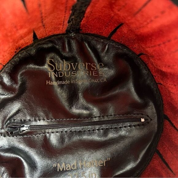 Black and Red Leather Top Hat - The Red Mad Hatter- 22.5” main image 5